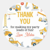 建築トラック誕生日クラシックラウンドステッカー ラウンドシール (正面)