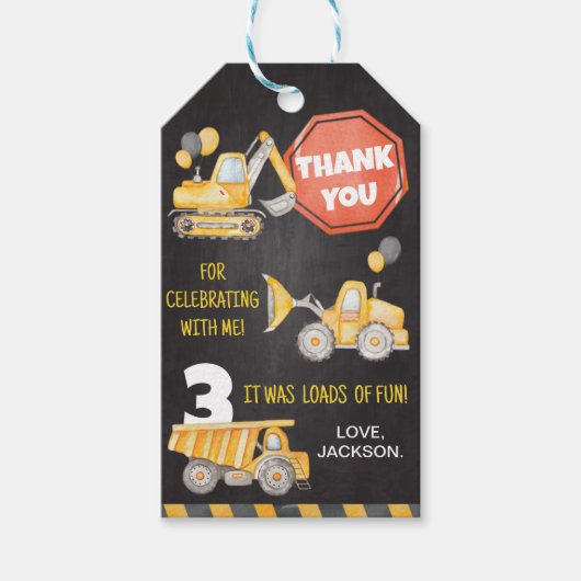 建築トラック誕生日サンクスユーラベル ギフトタグ (正面)
