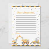 建築トラック誕生日タイムカプセルノートカード 招待状 (正面)