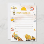 建築トラック誕生日タイムカプセルノートカード 招待状 (正面)