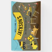 建築トラック誕生日テーマウェルカムサイン 横断幕 (縦)