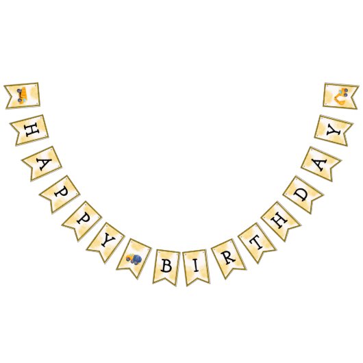 建築トラック誕生日バナー バンティングフラッグ (全)