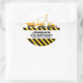 建築トラック誕生日パーティーの好意ステッカー ラウンドシール (バッグ)