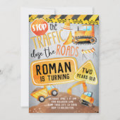 建築トラック誕生日パーティーの招待 (正面)