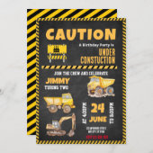 建築トラック誕生日パーティーの招待 招待状 (正面/裏面)