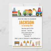 建築トラック誕生日パーティーの招待 招待状 (正面)