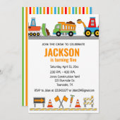 建築トラック誕生日パーティーの招待 招待状 (正面/裏面)