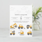 建築トラック誕生日パーティーの招待 招待状 (スタンド正面)