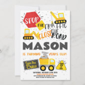 建築トラック誕生日パーティーの招待 招待状 (正面)