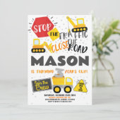 建築トラック誕生日パーティーの招待 招待状 (スタンド正面)