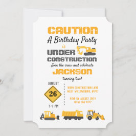 建築トラック誕生日パーティーの招待 招待状