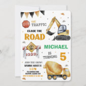 建築トラック誕生日パーティーの招待 招待状 (正面)