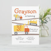 建築トラック誕生日パーティーの招待 招待状 (スタンド正面)