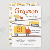 建築トラック誕生日パーティーの招待 招待状 (正面/裏面)