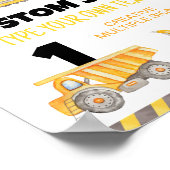 建築トラック誕生日パーティーテーブルサイン ポスター (角)