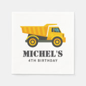 建築トラック誕生日パーティーデコレーション スタンダードカクテルナプキン (正面)