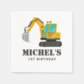 建築トラック誕生日パーティーデコレーション スタンダードカクテルナプキン (正面)