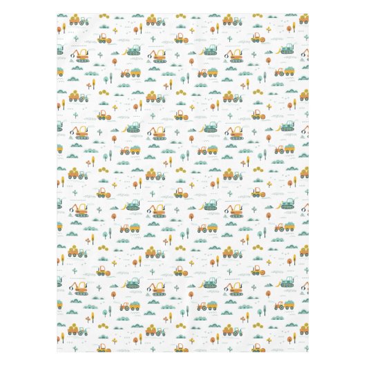 建築トラック誕生日パーティーデコレーション テーブルクロス (正面)