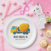 建築トラック誕生日パーティーデコレーション ペーパープレート (パーティー)
