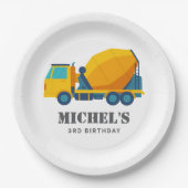 建築トラック誕生日パーティーデコレーション ペーパープレート (正面)