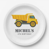 建築トラック誕生日パーティーデコレーション ペーパープレート (正面)