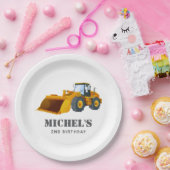 建築トラック誕生日パーティーデコレーション ペーパープレート (パーティー)