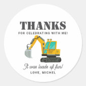 建築トラック誕生日パーティーデコレーション ラウンドシール (正面)