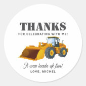 建築トラック誕生日パーティーデコレーション ラウンドシール (正面)