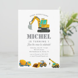 建築トラック誕生日パーティーデコレーション 招待状