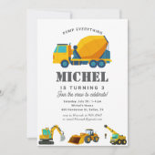 建築トラック誕生日パーティーデコレーション 招待状 (正面)