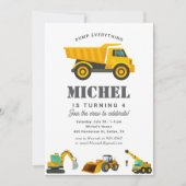 建築トラック誕生日パーティーデコレーション 招待状 (正面)