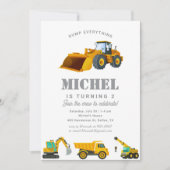 建築トラック誕生日パーティーデコレーション 招待状 (正面)