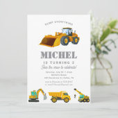 建築トラック誕生日パーティーデコレーション 招待状 (スタンド正面)