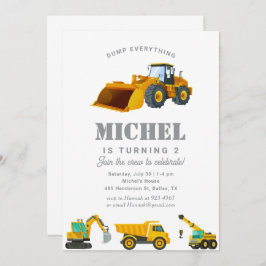 建築トラック誕生日パーティーデコレーション 招待状