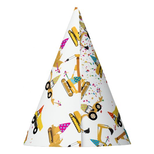 建築トラック誕生日パーティーパターン パーティーハット (裏面)