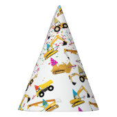 建築トラック誕生日パーティーパターン パーティーハット (左)