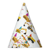 建築トラック誕生日パーティーパターン パーティーハット (右)