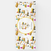 建築トラック誕生日パーティーパターン 横断幕 (縦)