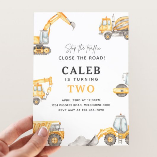 建築トラック誕生日パーティー任意の年齢 招待状