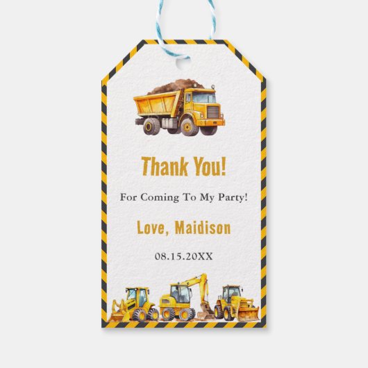 建築トラック誕生日パーティー ギフトタグ (裏面)