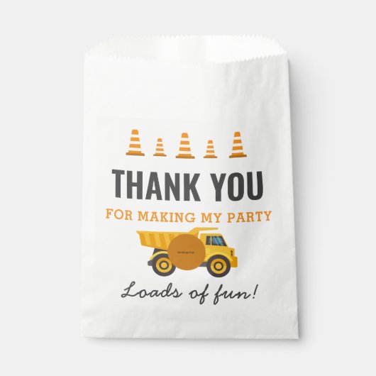 建築トラック誕生日パーティー フェイバーバッグ (正面)