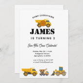 建築トラック誕生日パーティー 招待状 (正面/裏面)