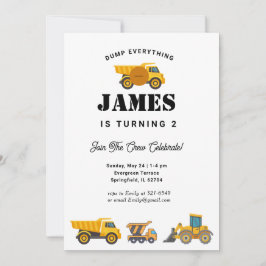 建築トラック誕生日パーティー 招待状