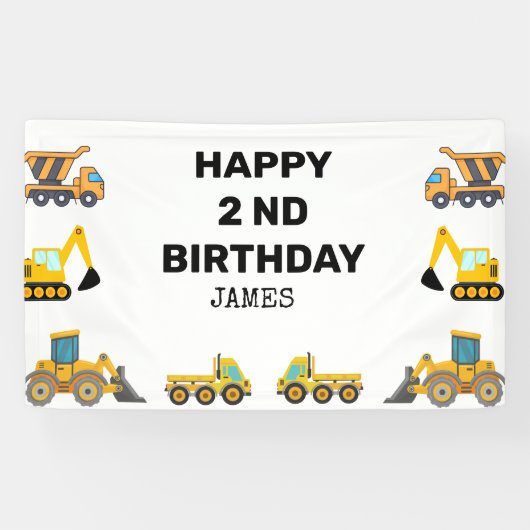 建築トラック誕生日パーティー 横断幕 (横)