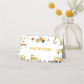 建築トラック誕生日フードテント プレイスカード (正面)