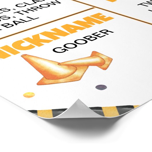 建築トラック誕生日マイルストーンの標識 ポスター (角)