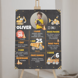 建築トラック誕生日マイルストーンの標識 ポスター