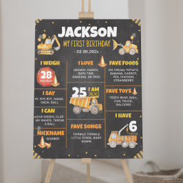 建築トラック誕生日マイルストーンの標識 ポスター