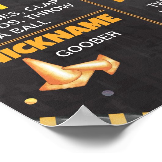 建築トラック誕生日マイルストーンの標識 ポスター (角)