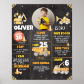 建築トラック誕生日マイルストーンの標識 ポスター (正面)